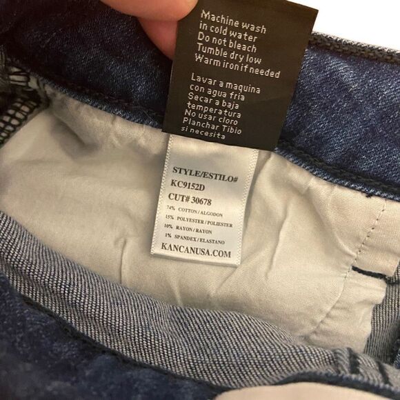 KanCan Straight Leg Cropped Jeans Ruffle Distressed Raw Hem High Rise Size 5/26 - Picture 5 of 6